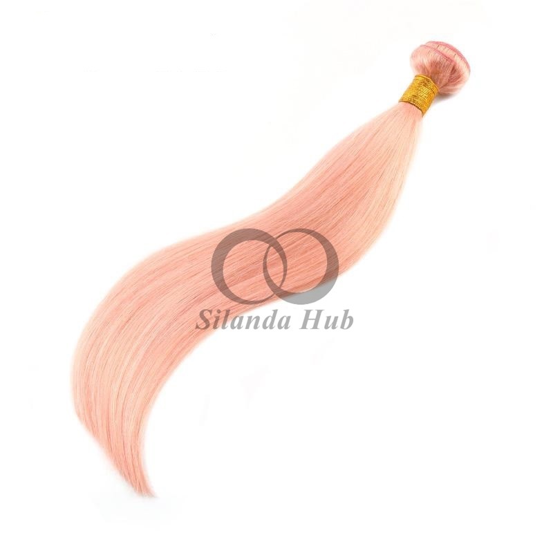 Pink Straight Remy Human Hair Bundles Sew In Weave Bundles Brazilian Bundle Deals