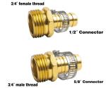 1/2" Brass Garden Hose Repair Connector , Mender Male Female Connector