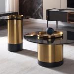 Modern Stainless Steel Round Living Room Combination Coffee Table