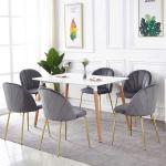 24.80lbs Weight 2pc Gray Velvet Upholstered Dining Chair Metal Leg