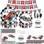 Hot Sale Happy Birthday Party Decoration Disposable Plate Set Racing Car Party