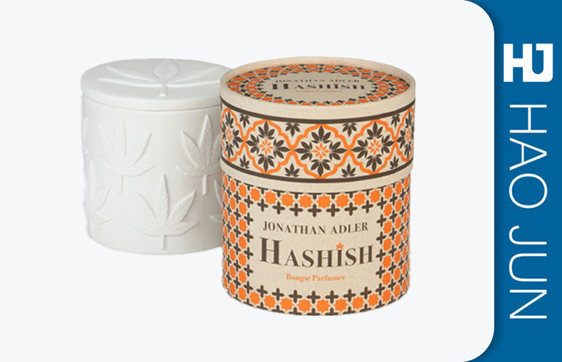 Matt Finish Luxury Round Candle Boxes Sponge Silver Hot Stamping Logo