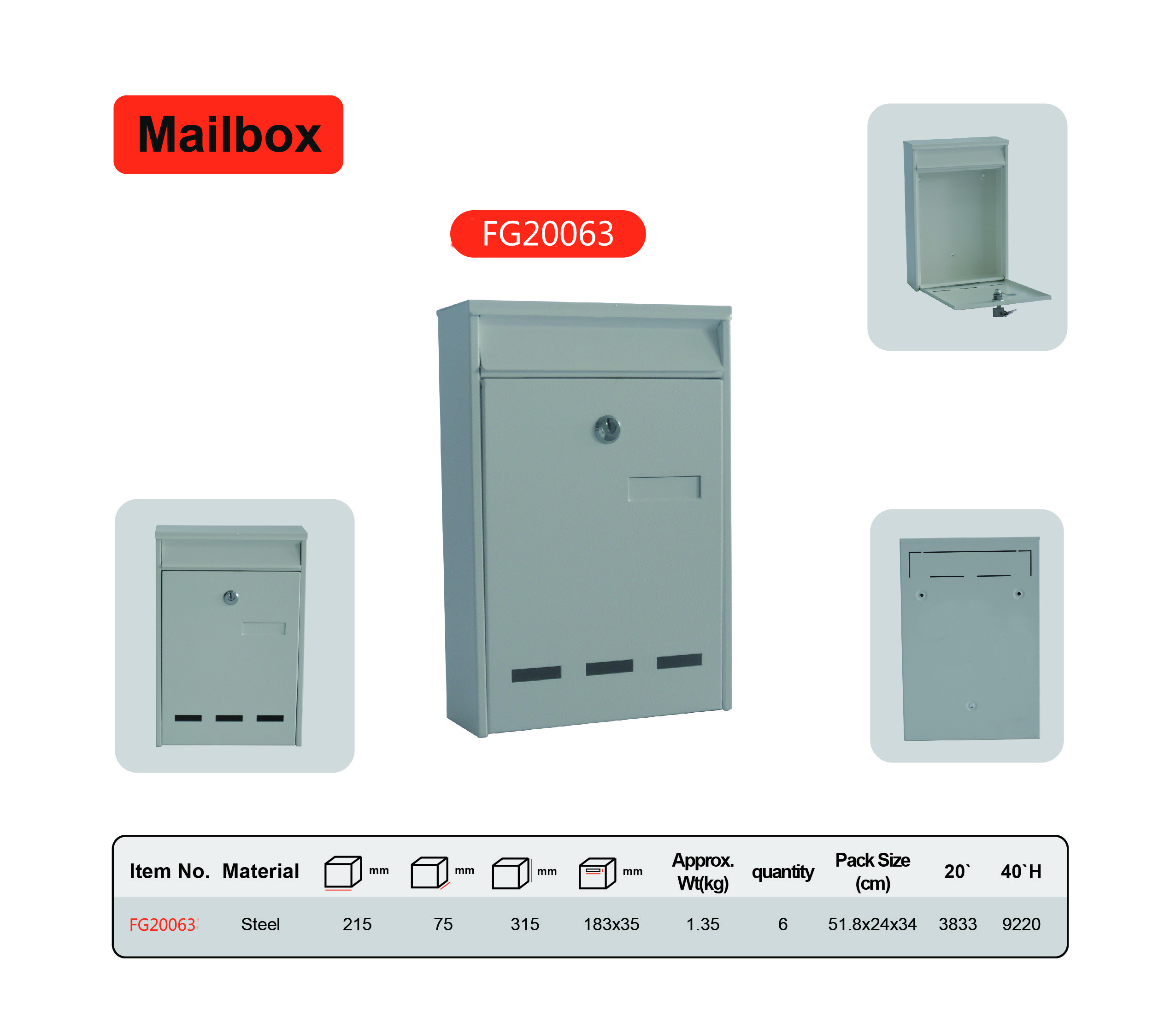 Apartment Wall Mounted Letterbox Generous Opening Easy To Take Out