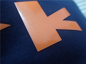 Quality Custom Shiny Orange TPU Iron On Clothing Patches , Heat Transfer Shoe Label wholesale