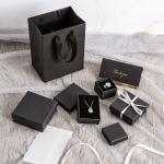Luxury Rigid Paper Jewelry Boxes Black Cardboard Paper Necklace Packaging Box