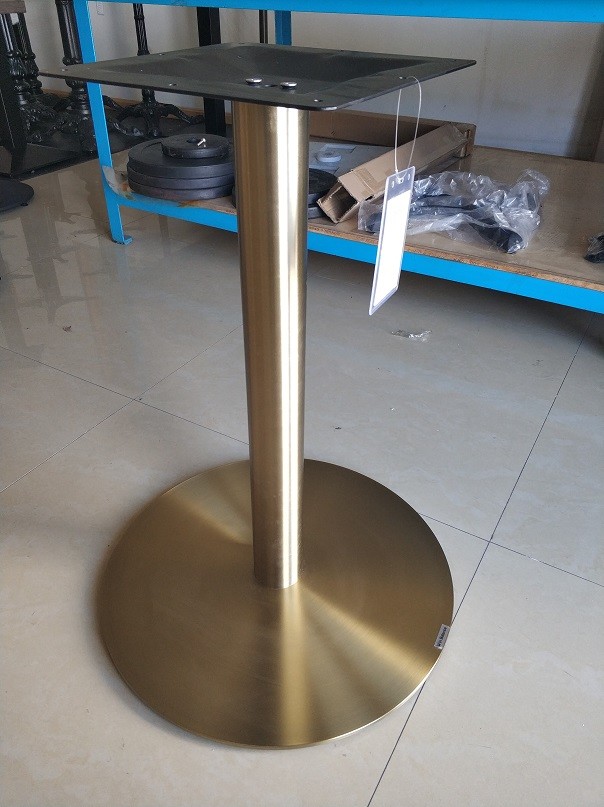 Square Stainless Steel Table Legs Bright Golden Color Dining Table Height 28''