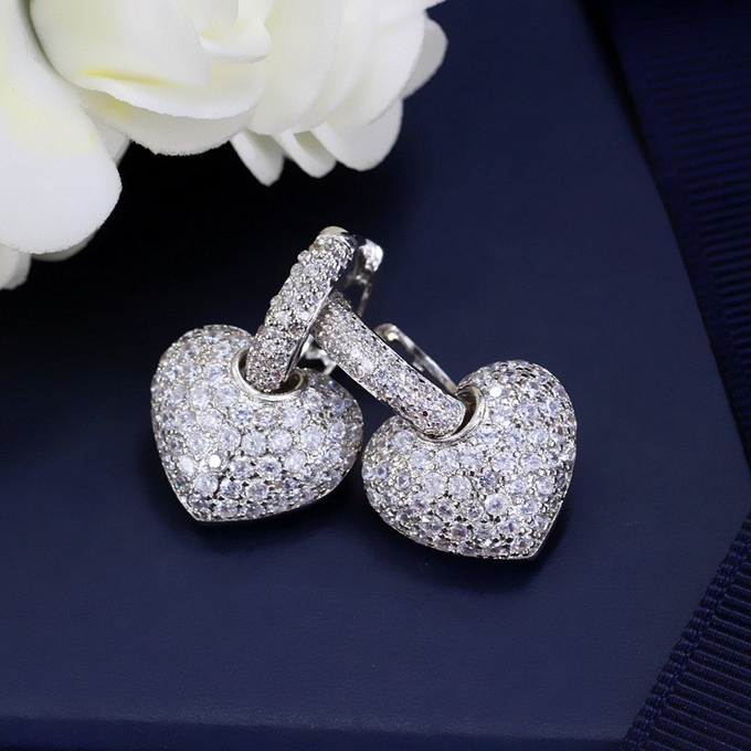 Fashion Crystal CZ Heart Shape Eearring high quality sparking bling Heart Shape Jewelry Earrings Necklace Jewelry Set