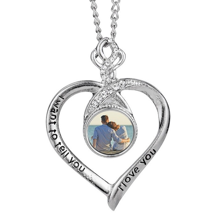 Sublimation Blanks Heart Button Necklace Sublimation Products For Valentine'S Day