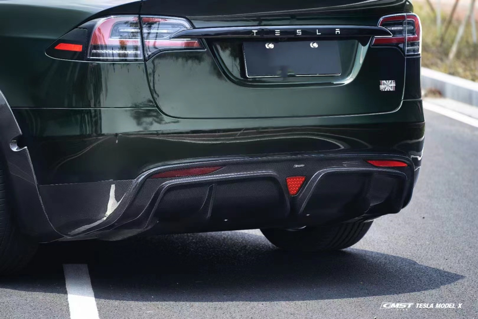 CMST Tesla Model X Body Kit Dark Green Tesla Widebody Kit 2023 Front Lip Diffuser