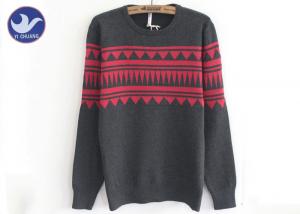 Quality Jacquard Pattern Men'S Knit Pullover Sweater Crew Neck Long Sleeves OEM Service wholesale