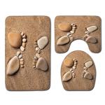 Stone Printed 3 Pc Bath Rug Set 45*75cm Toilet Seat Cover Rug