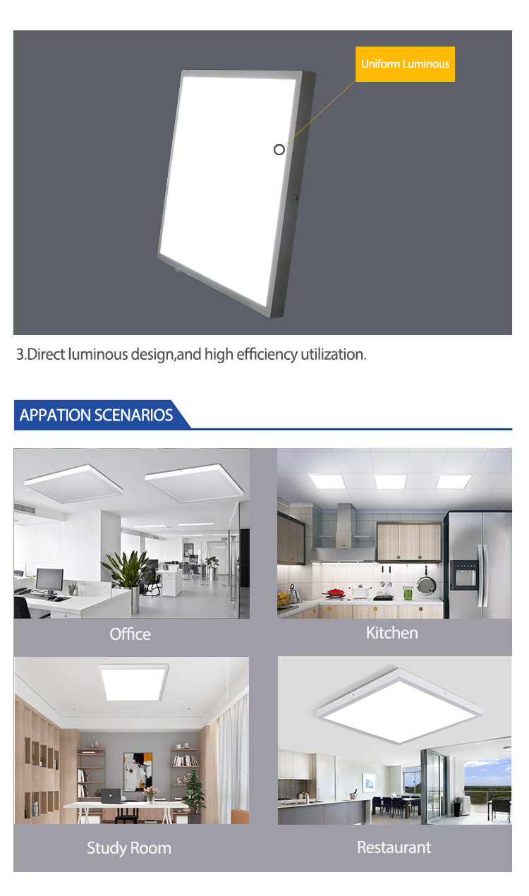 600*600mm 36W 40W 48W 60W Surface Mounted LED Panel Light For AC175-265V