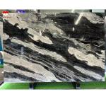 Calcite Marble Modern Staircase Design with Luxury Brazilian Cosmic Black