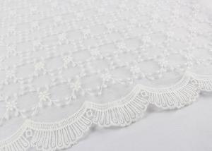 Quality Beautiful Embroidered Lace Fabric Scalloped Edge Lace Fabric For Ivory Wedding Dresses wholesale