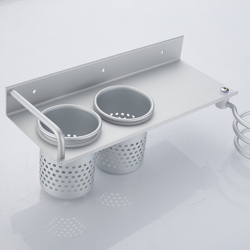 Bathroom Shelf Organizer Storage Rack SUS304 Stainless Steel Hair Dryer Storage Rack Toothbrush Holder