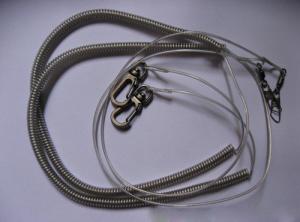 Quality Top quality stainless wire reinforced coil lanyard translcuent gray tackle spiral cord 8M wholesale