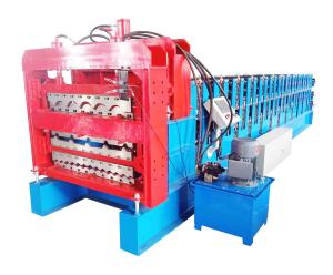 China Steel Glazed Trapezoidal IBR Corrugated Roof Tile Three Deck Roll Forming Sheet Machine on sale