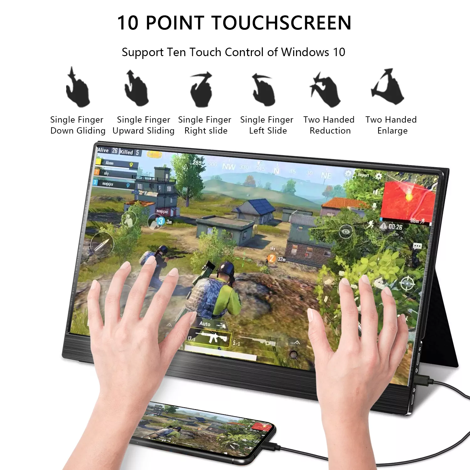 1080P USBC HDR 15.6inch Portable Monitor LCD Touchscreen External Display For Xbox