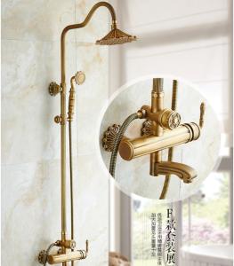 Quality Retro Bronze Carved Wall Mounted Rain Shower Faucets wholesale
