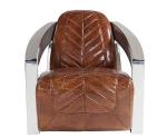 Aviator Retro Leather Chair With Stainless Steel Arms