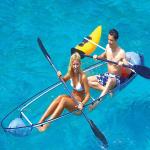 Small Flat Bottom Fishing Boat , 2 Pedals Glass Floor Boat With Inflatable Air