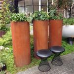 High Circular Large Metal Planters Corten Steel Outdoor Planter Flower Pots