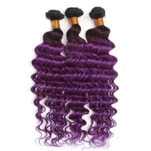 Quality #T1B/Purple Deep Wave Remy Human Hair Bundles Sew In Weave Bundles Brazilian Bundle Deals wholesale