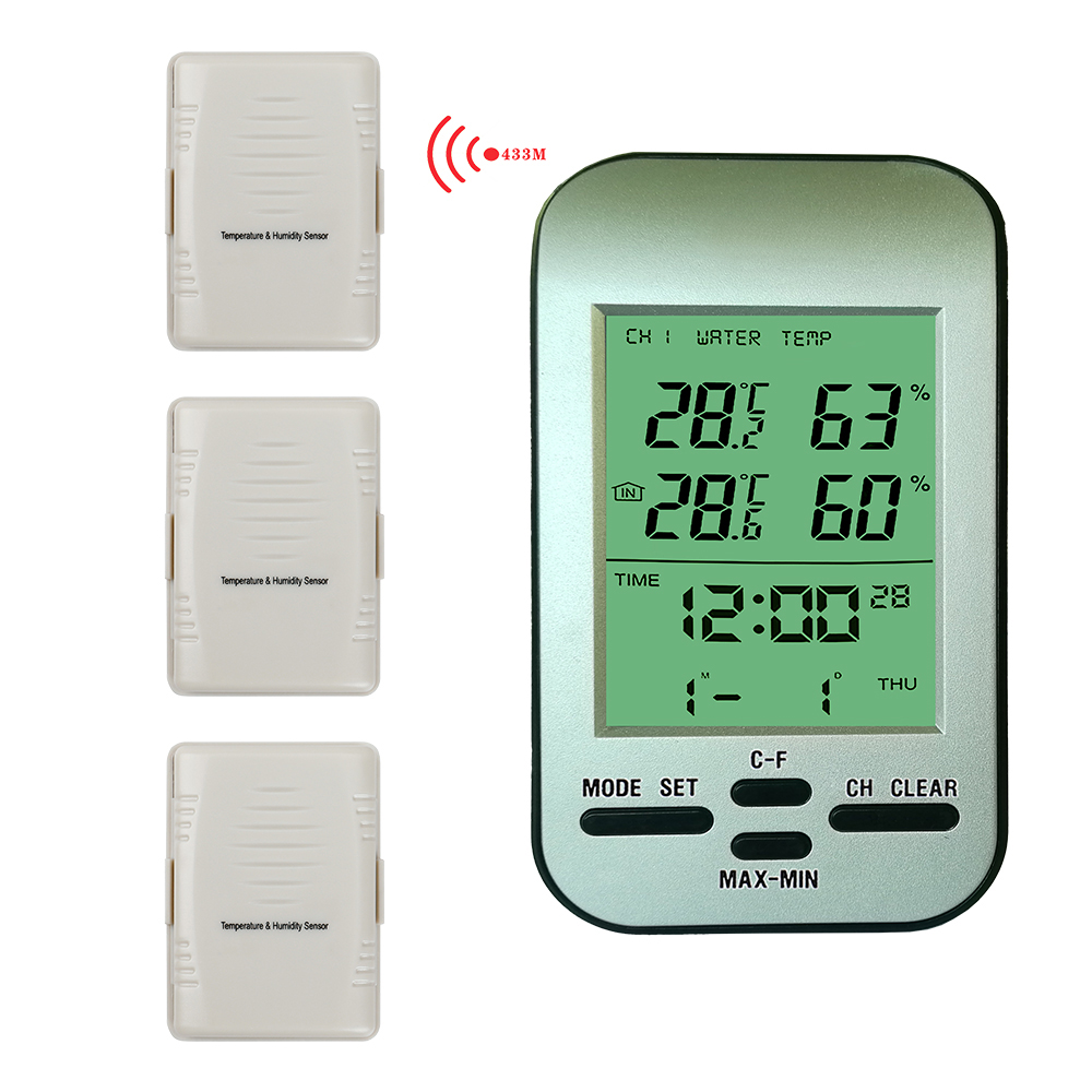 Indoor Outdoor Thermometer Hygrometer Digital Weather Station With Wireless Wall Clock