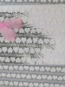 Quality White Heart Linear Mechanical Stretch Lace Fabric Evening Dress Fabric wholesale