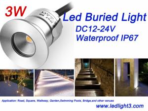 Quality 3W LED Buried Underground lighting DC12-24V IP67 Waterproof Outdoor landscape Lighting 5 years warranty wholesale