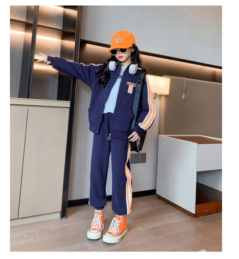 Spring Autumn Trend Girls Two Piece Outfit Sets Royal Blue Letter Print