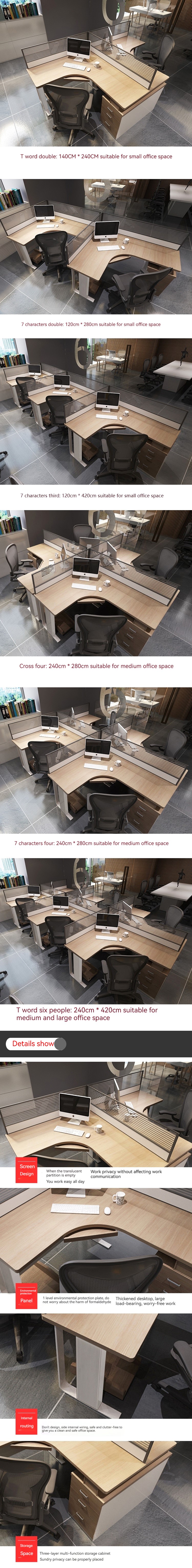 Simple Modular Panel Computer Office Cubicle Workstation for 2 4 6 People Desk Design