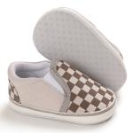 Hot sale Canvas Checkered breathable 0-2 years slip on infant baby boy shoes