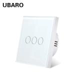 EU/UK Standard 3Gang 1Way Wall Light Touch Switch Gold Tempered Glass Panel