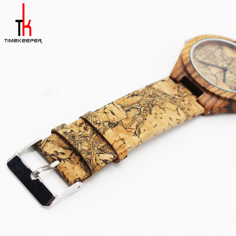 Personalized Bamboo Watches Engraved Wooden Watches For Dad Cork Dial And Strap