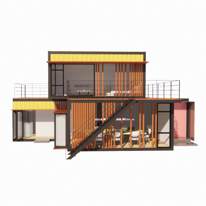 Commercial Street Shops Folding Room Combination with Yellow Renovation Industrial Wind Outdoor Flat Pack Container House