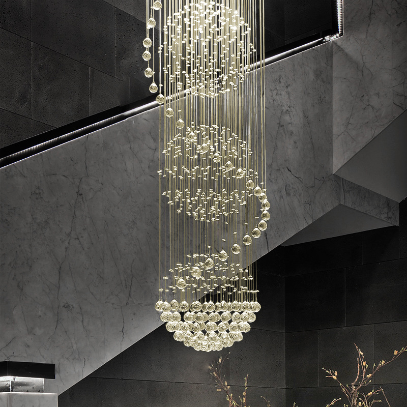 Modern Long LED Spiral Living Crystal Chandeliers Lighting Indoor crystal light chandelier(WH-NC-23)