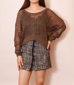 Quality Hollow Out Ladies Loose Knit Sweater 100% Acrylic Loose Cropped Sweater wholesale