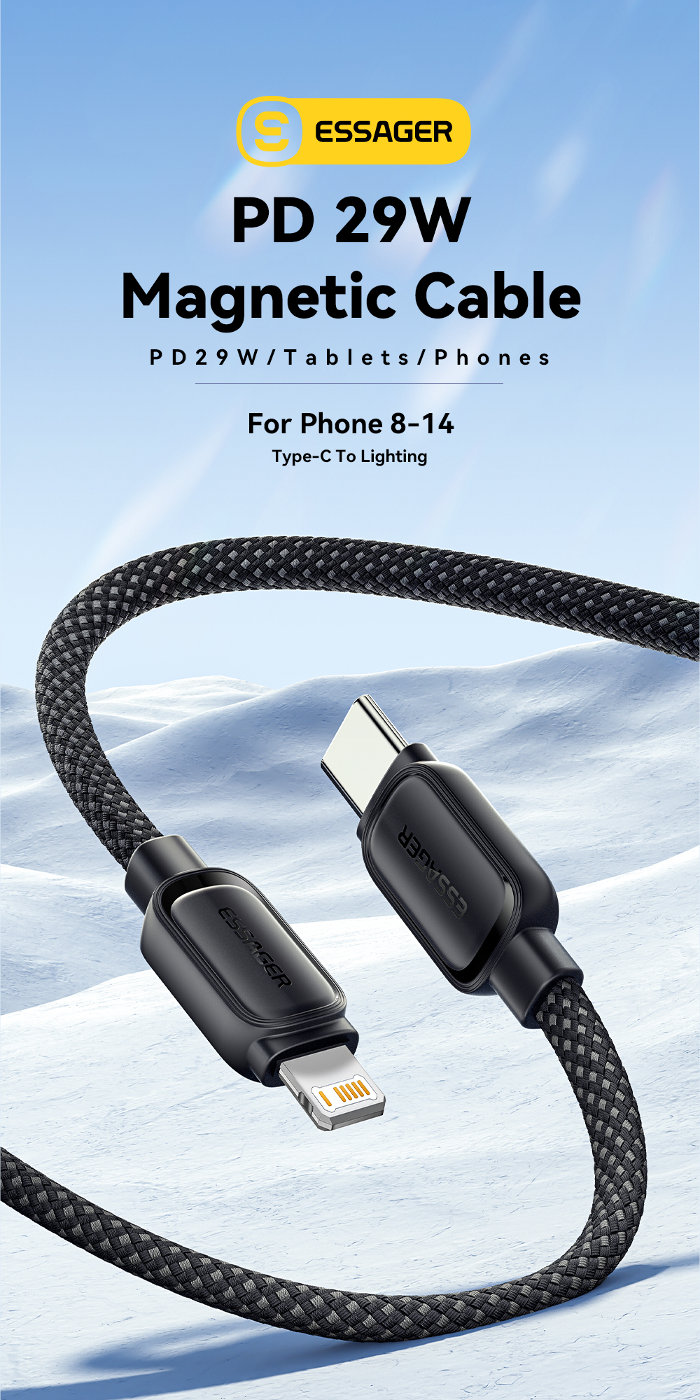 PD 29W C To L Magnetic Absorption Charging Cable IP USB Cable ES-X56 Series