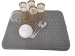 Gray Polyester Microfiber Dish Drying Mat For Dining Table