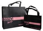 120gms Black Non Woven Carry Bag Silk Screen Printing Pink Logo for lady garment