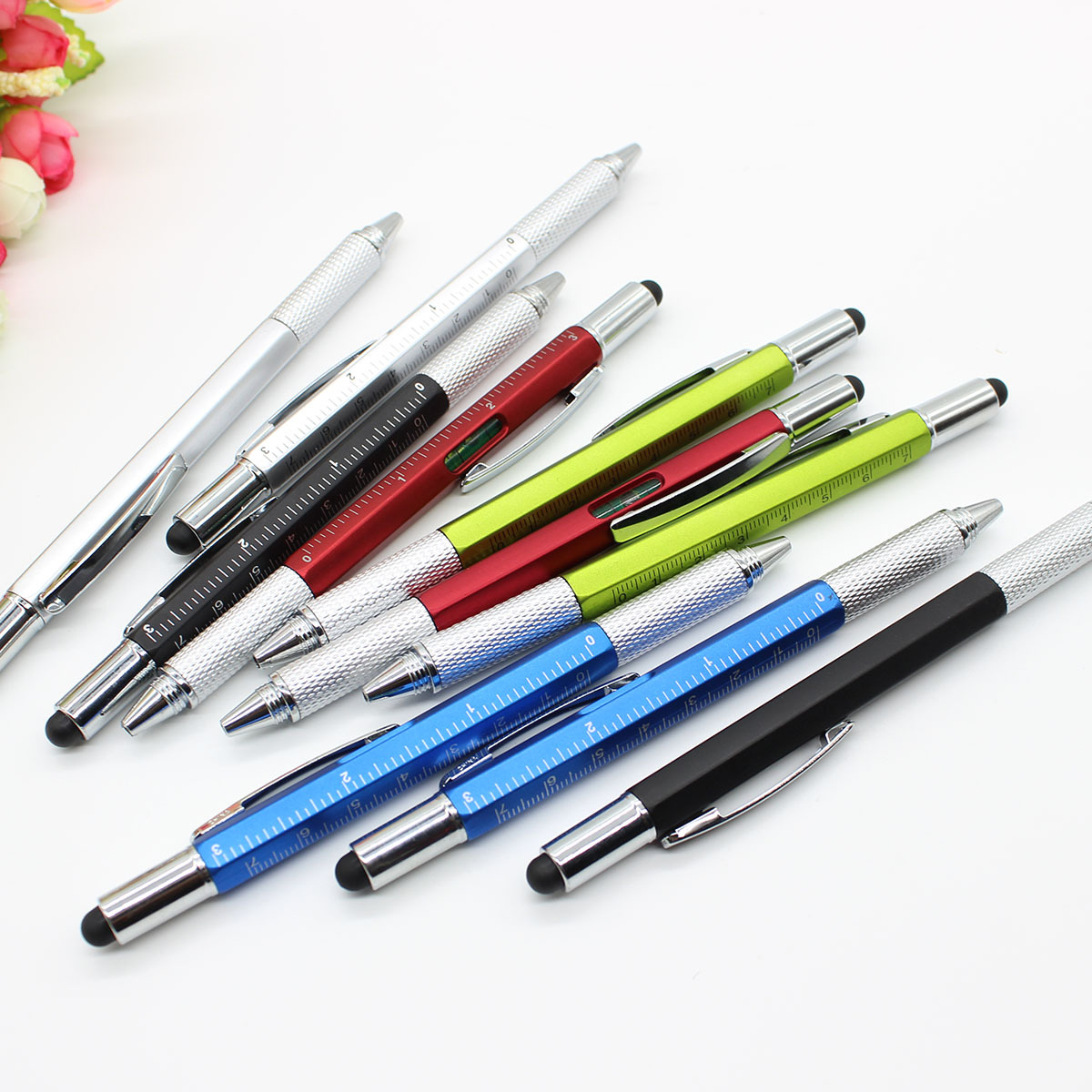 0.5 mm Gel Pen with Ruler Level Stylus and Screwdriver Small Size Big Functionality