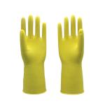 Yellow Color Latex Flock Lined Latex Gloves , Kitchen Dishwashing Gloves Anti