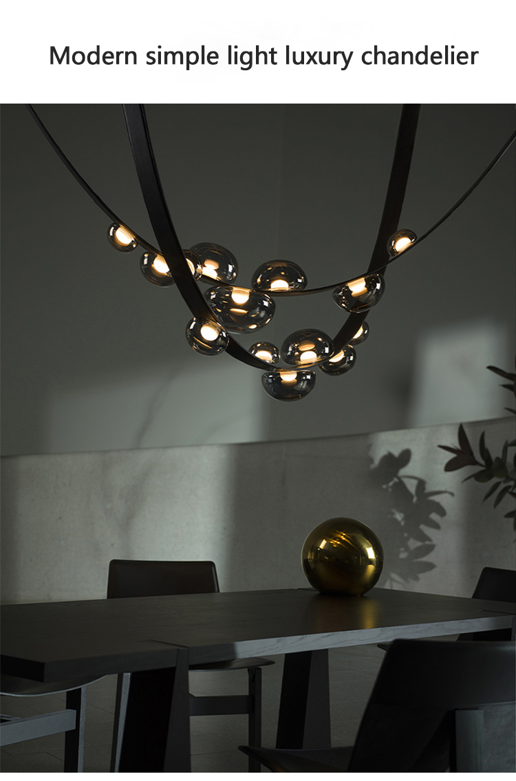 Modern Black Leather Chandelier for Living Room Hall Villa Home Long Chandelier(WH-MI-401)