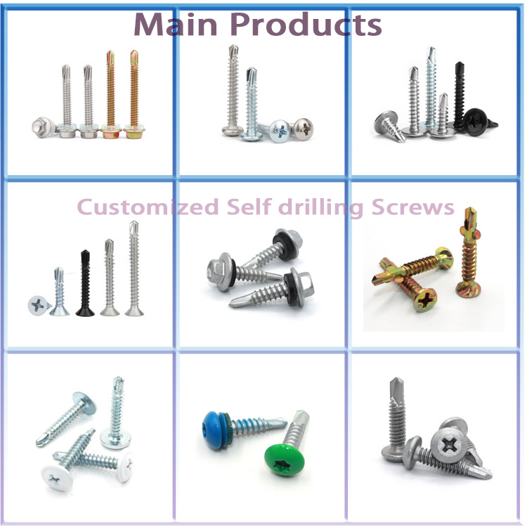 Metric Hex Washer Head Self-Drilling Metal Screw M2 M2.6 M3 M3.5 M4 M5 with Black Finish