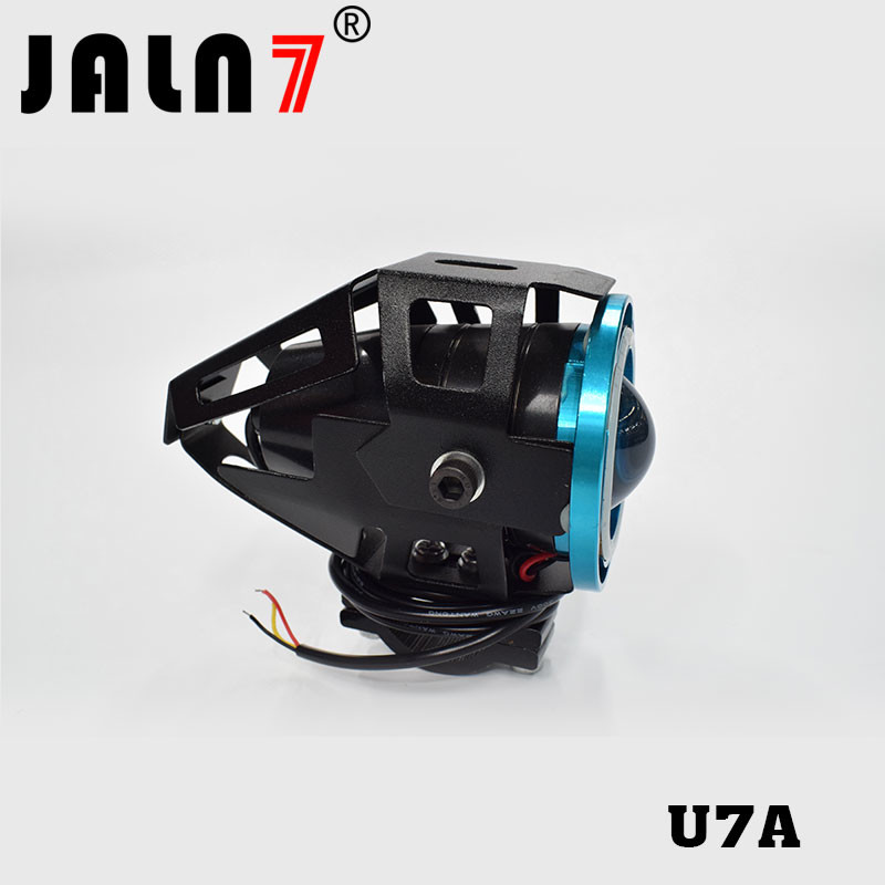 Motorcycle Headlight Led JALN7 U7A 15W Fog Driving Running Light with Angel Eyes Lights Ring Front Strobe Flashing