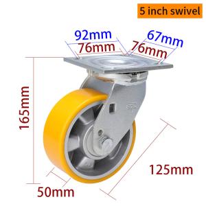 Quality 420kg Plate Aluminum 5 Inch Heavy Duty Caster Wheels With Brakes wholesale