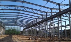 Quality 1500㎡ Workshop Steel Structure With Corrugated Colored Steel Sheets Tiles &amp;Walls wholesale