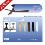 Sleek Black Ceiling Fan with Dark Wood Grain Blades