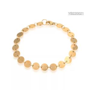 Quality Niche Design Gold Hand Chain Round Shell Shaped Bracelets Stainless steel bangle wholesale